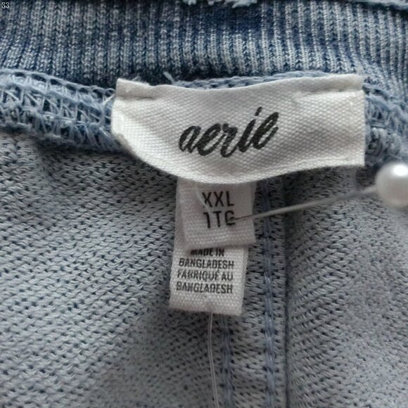 AERIE NWT Pull-On w/ Draw String Blue Wide Leg Soft Jeans XXL - Picture 4 of 11